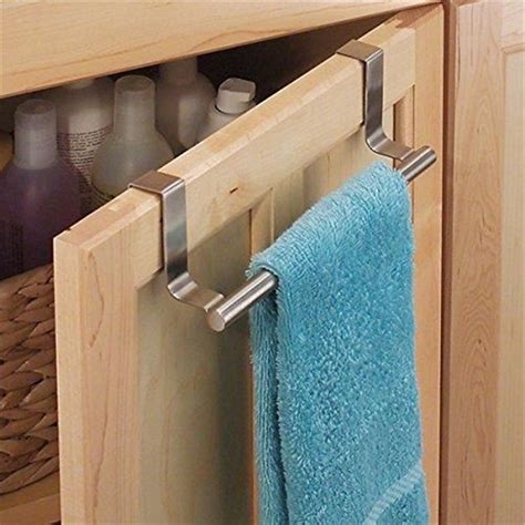 over the cabinet towel bar in stainless steel|inside cabinet dish towel holder.